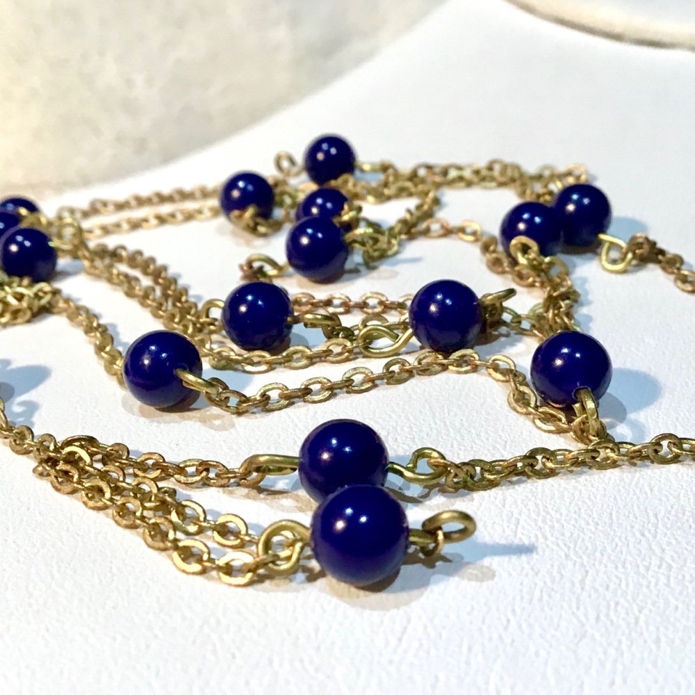 🔥6 for $20! Vintage Gold and Blue Necklace